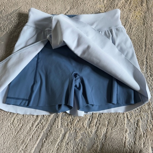 Spanx blue skirt tennis skort built in shorts high rise Front Slit pull on XL - Picture 5 of 9